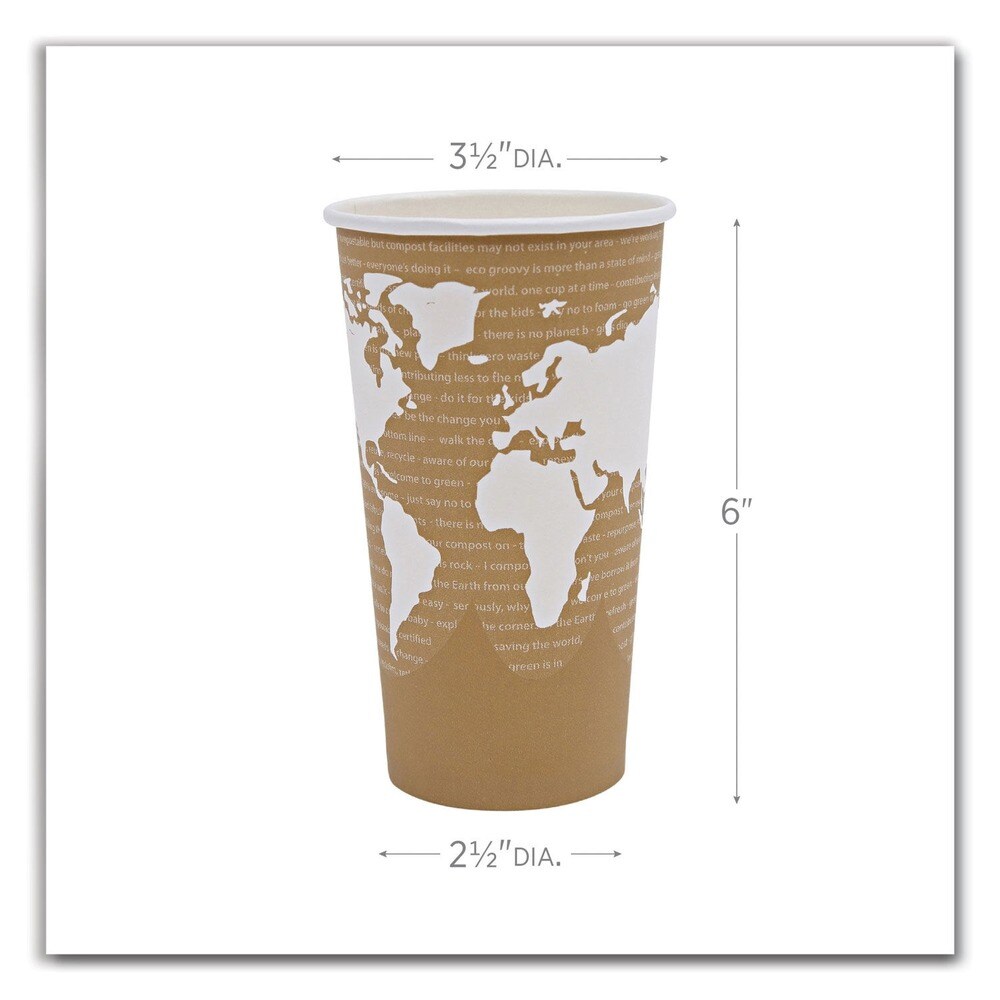 Eco-Products 20 oz. World Art Renewable and Compostable Paper Hot Cups - Brown/White (1000/Carton)