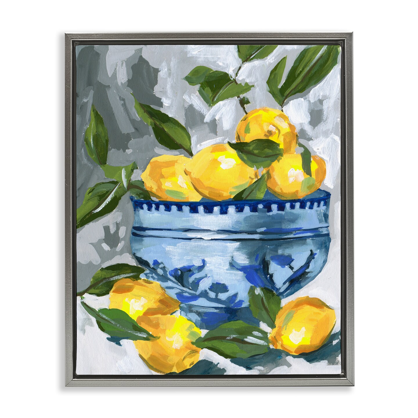 Stupell Industries Indigo & Lemon Bowl Floating Frame, design by Melissa Wang