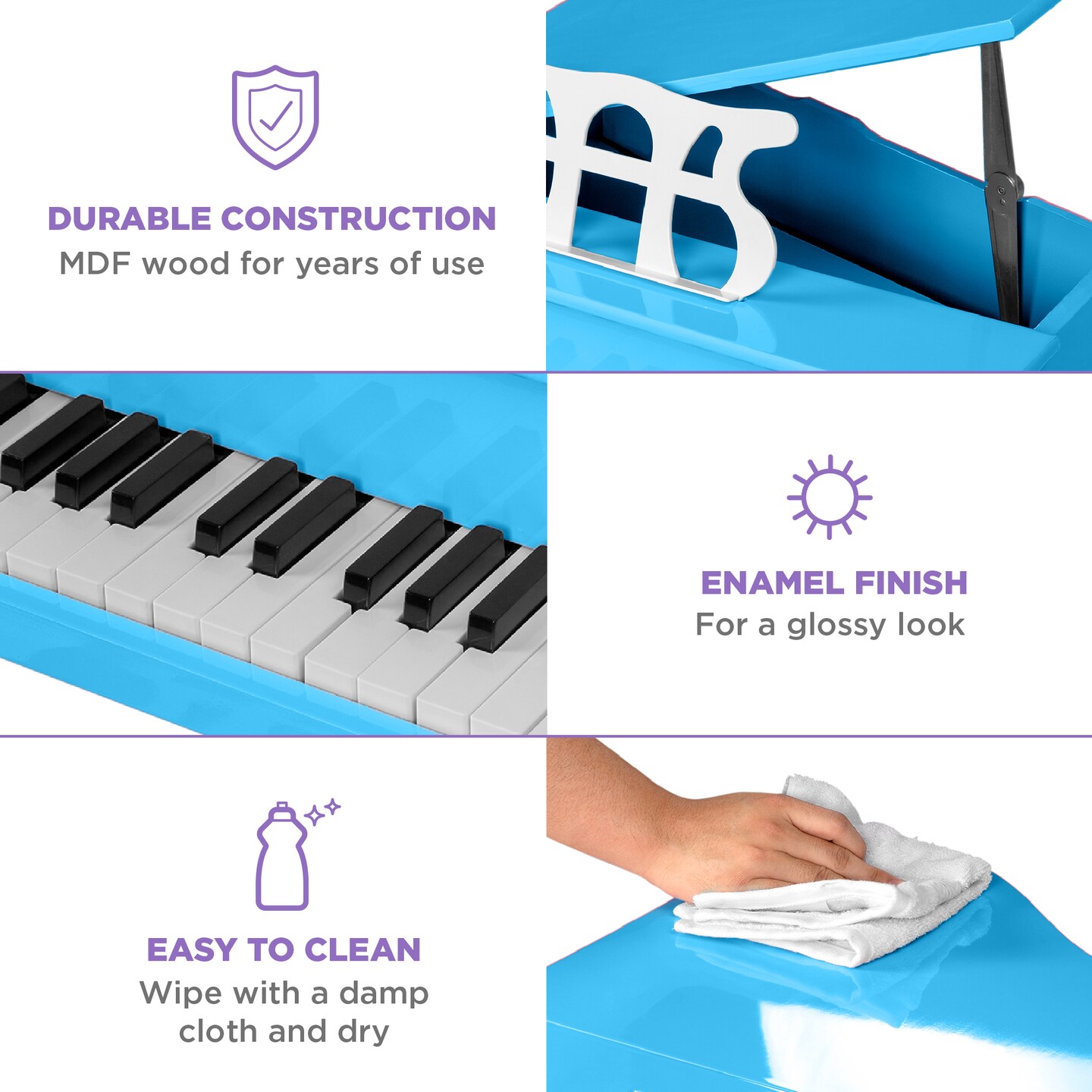 Best Choice Products Kids Classic 30-Key Mini Piano w/ Lid, Bench, Folding Music Rack, Song Book, Stickers