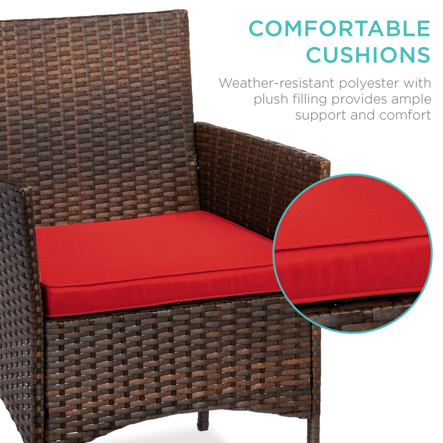 Best Choice Products 3-Piece Outdoor Wicker Conversation Patio Bistro Set, w/ 2 Chairs, Table
