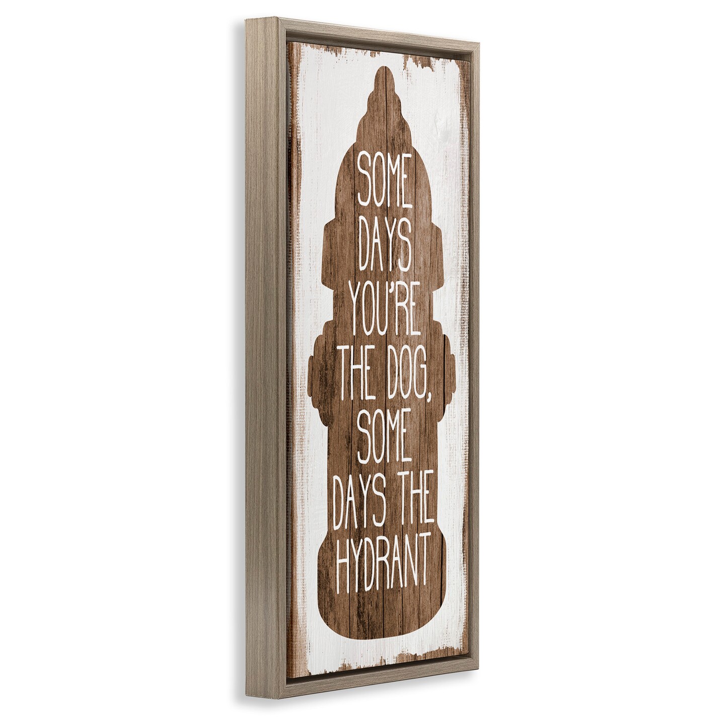 Stupell Industries Dog or Hydrant Funny Pet Metaphor Framed Floater Canvas Wall Art