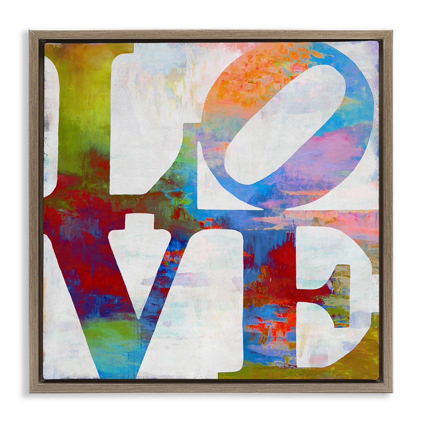 Stupell Industries Love Rainbow Background Typography Framed Floater Canvas Wall Art