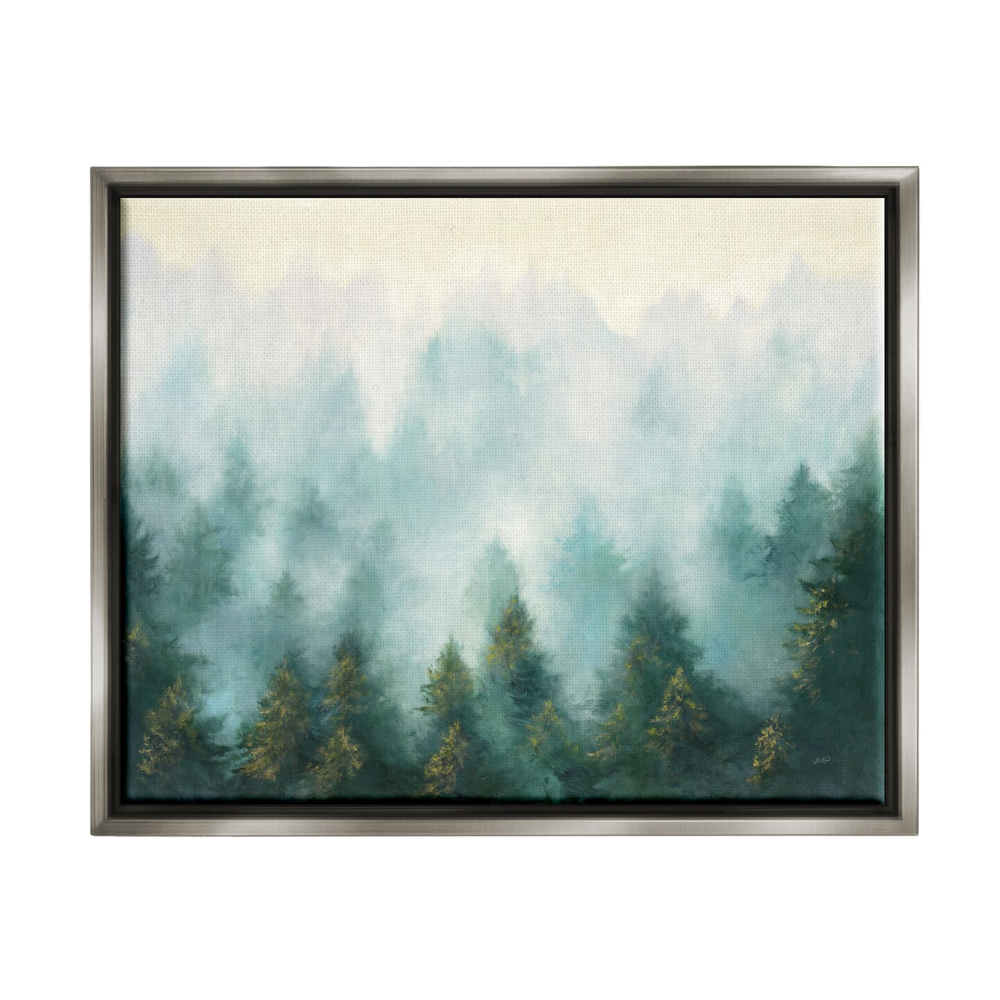 Stupell Industries Abstract Pine Forest with Mist Framed Floater Canvas Wall Art