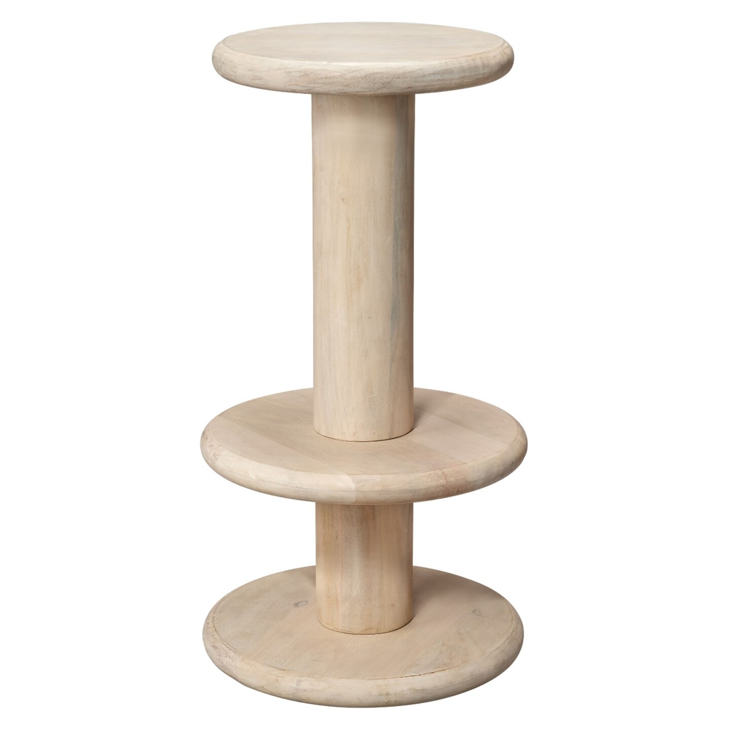 Jamie Young Company Round Hand-Crafted Wooden Barstool - 30&#x22; - White