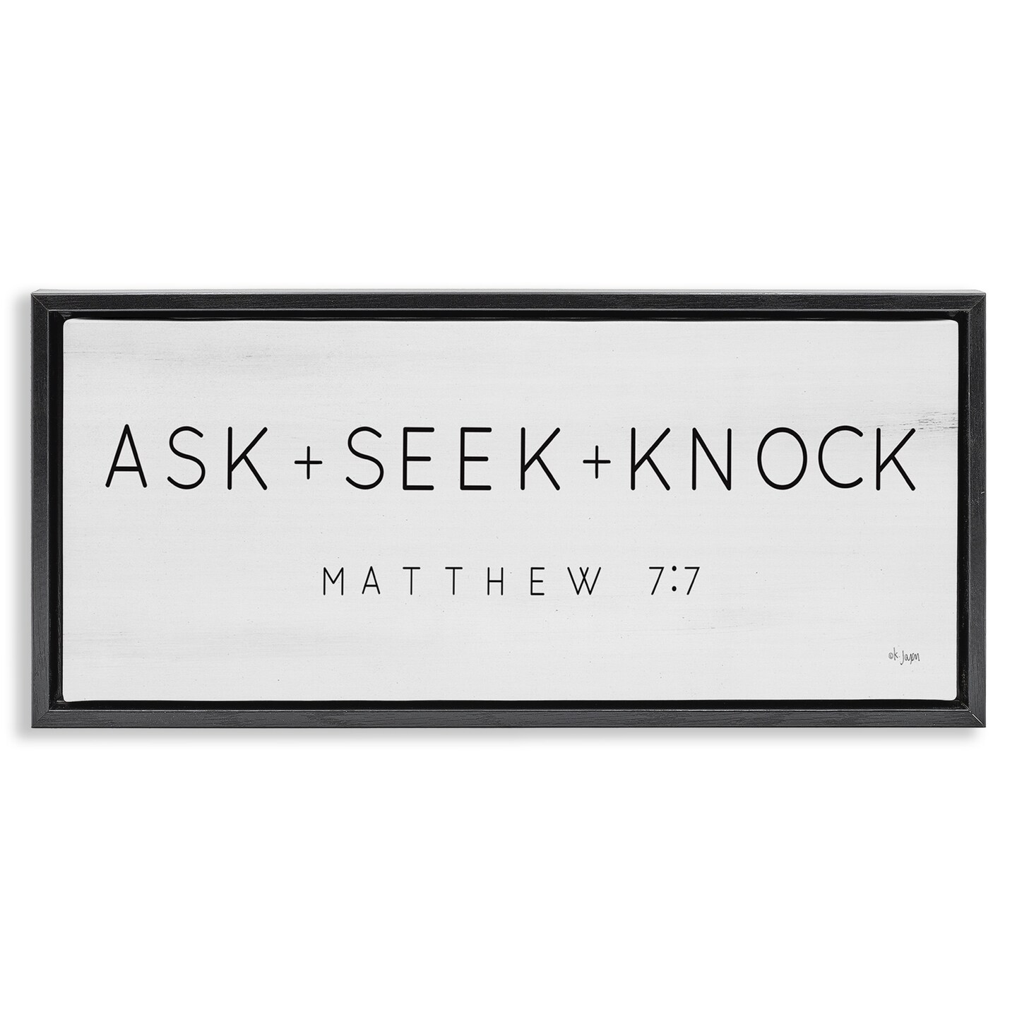 Stupell Industries Ask Seek Knock Minimal Scripture Framed Floater Canvas Wall Art