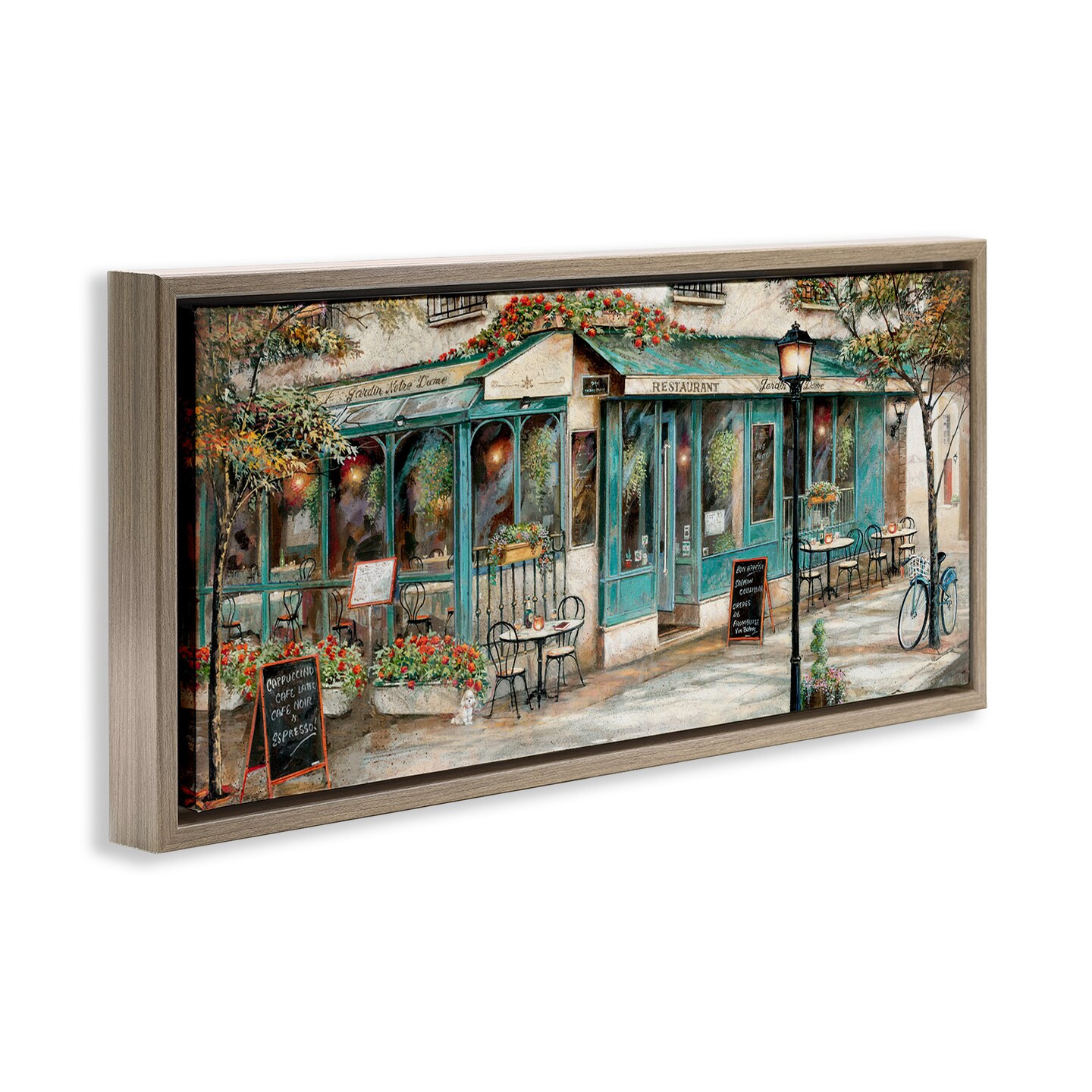 Stupell Industries European City Streets Café Scene Framed Floater Canvas Wall Art