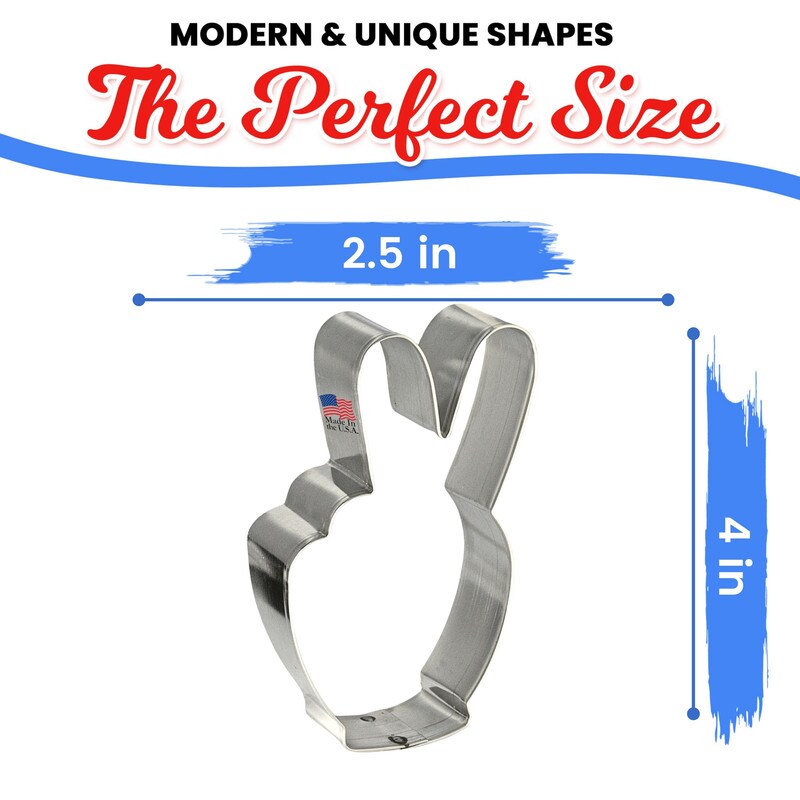CookieCutter.Com Hand Peace Sign Cookie Cutter 4 in, Tin Plate Steel, Handmade in USA