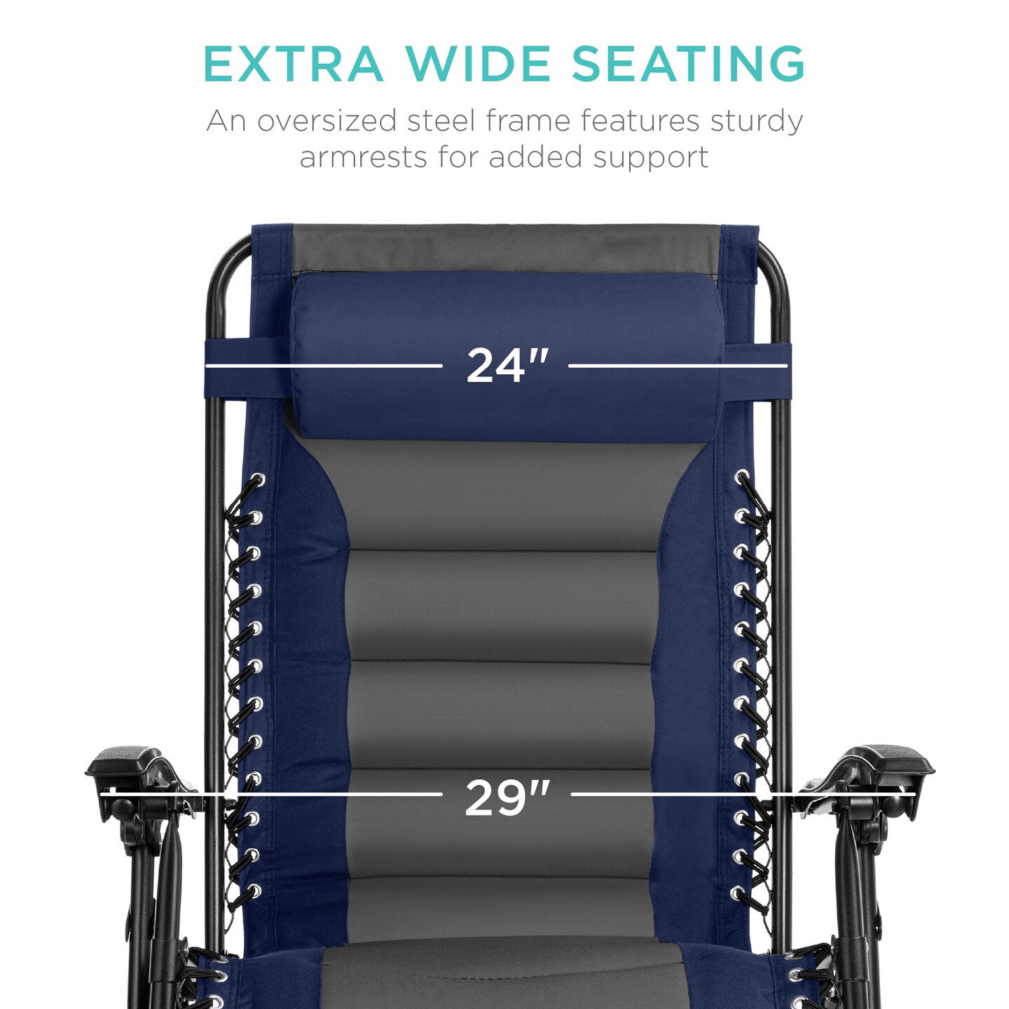 Best Choice Products Oversized Padded Zero Gravity Chair, Folding Outdoor Patio Recliner w/ Side Tray