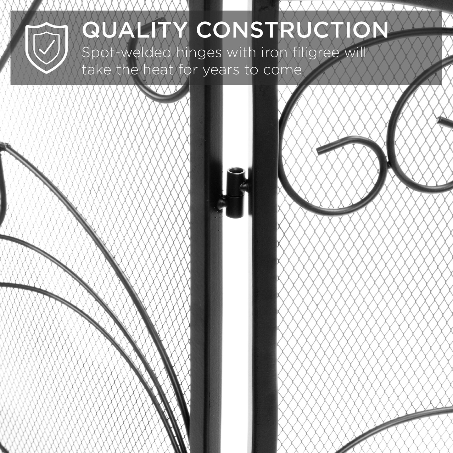 Best Choice Products 3-Panel 55x33in Wrought Iron Fireplace Safety Screen Decorative Scroll Spark Guard Cover