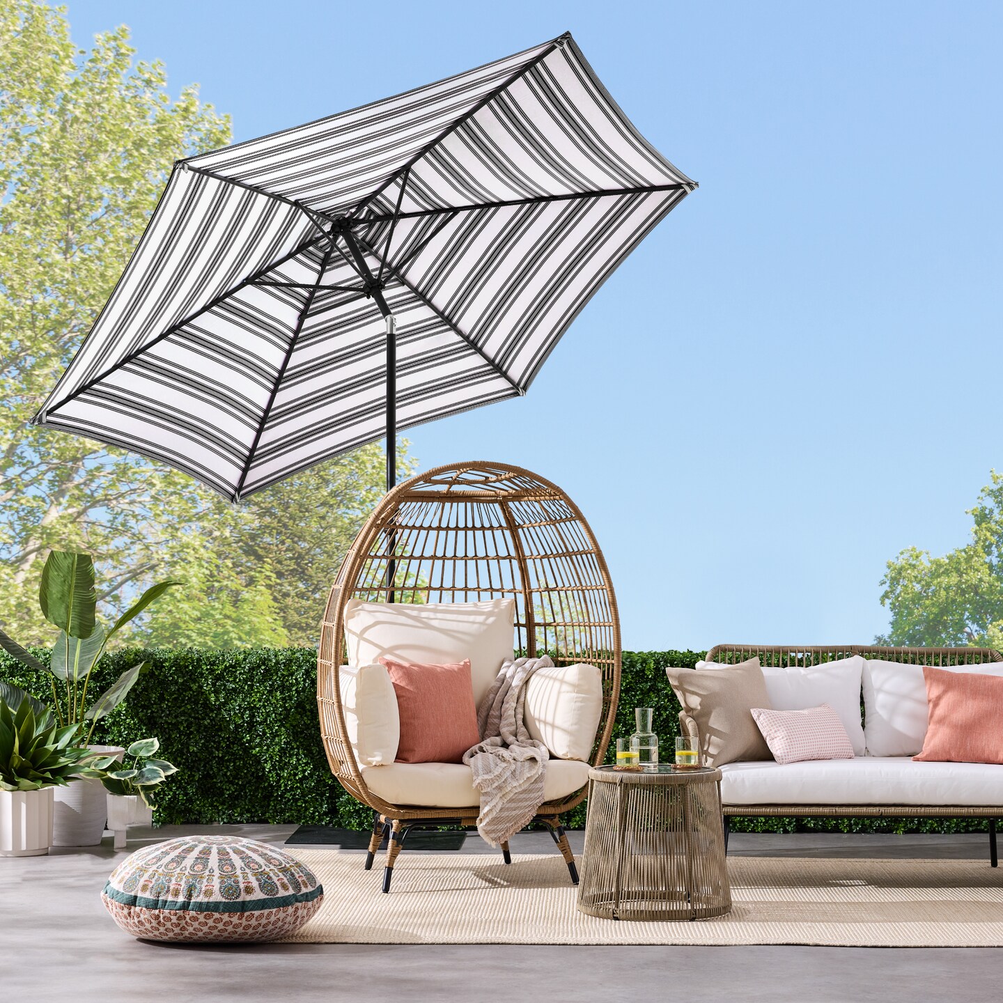 Best Choice Products 10ft Outdoor Steel Striped Market Patio Umbrella w/ Crank, Tilt Push Button, 6 Ribs
