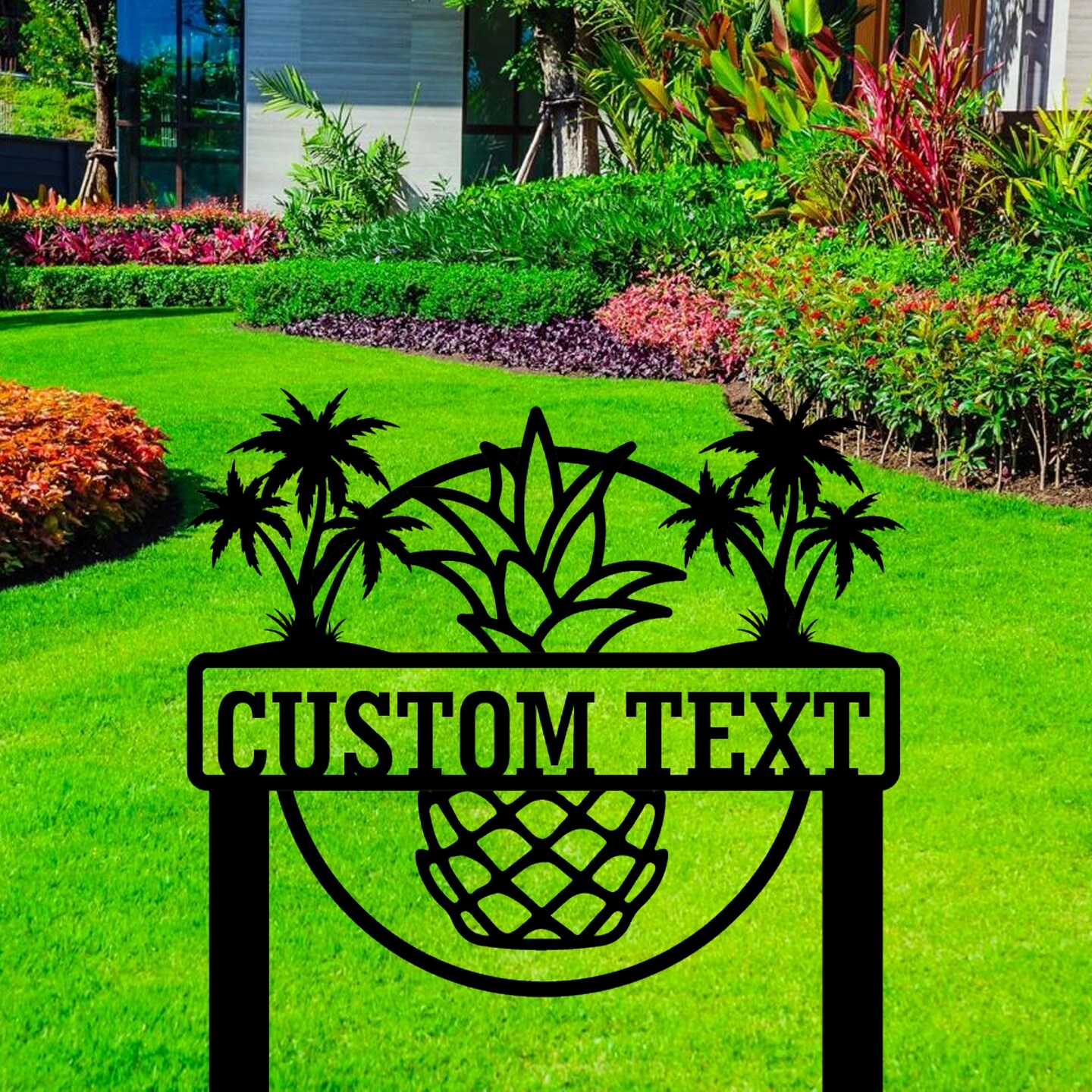 Custom Tropical Garden Stake, Garden Metal Stake, Personalized Garden Outdoor Stake, Green Tree Garden Stake, Garden Decoration Yard Stake product 7