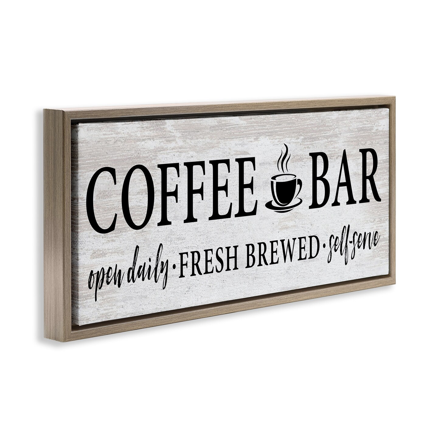 Stupell Industries Coffee Bar Cafe Rustic Sign Framed Floater Canvas Wall Art