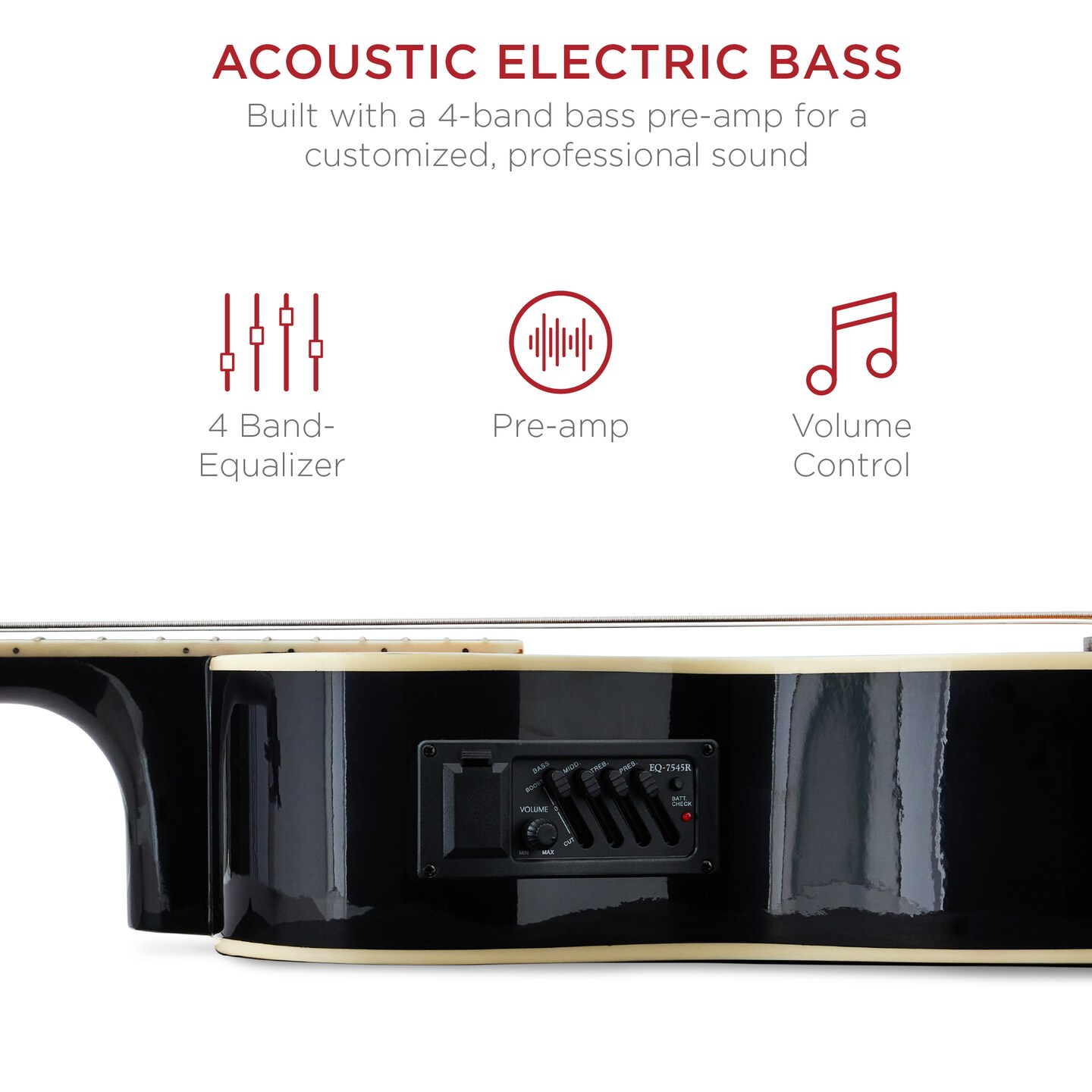 Best Choice Products 22-Fret Full Size Acoustic Electric Bass Guitar w/ 4-Band Equalizer, Truss Rod