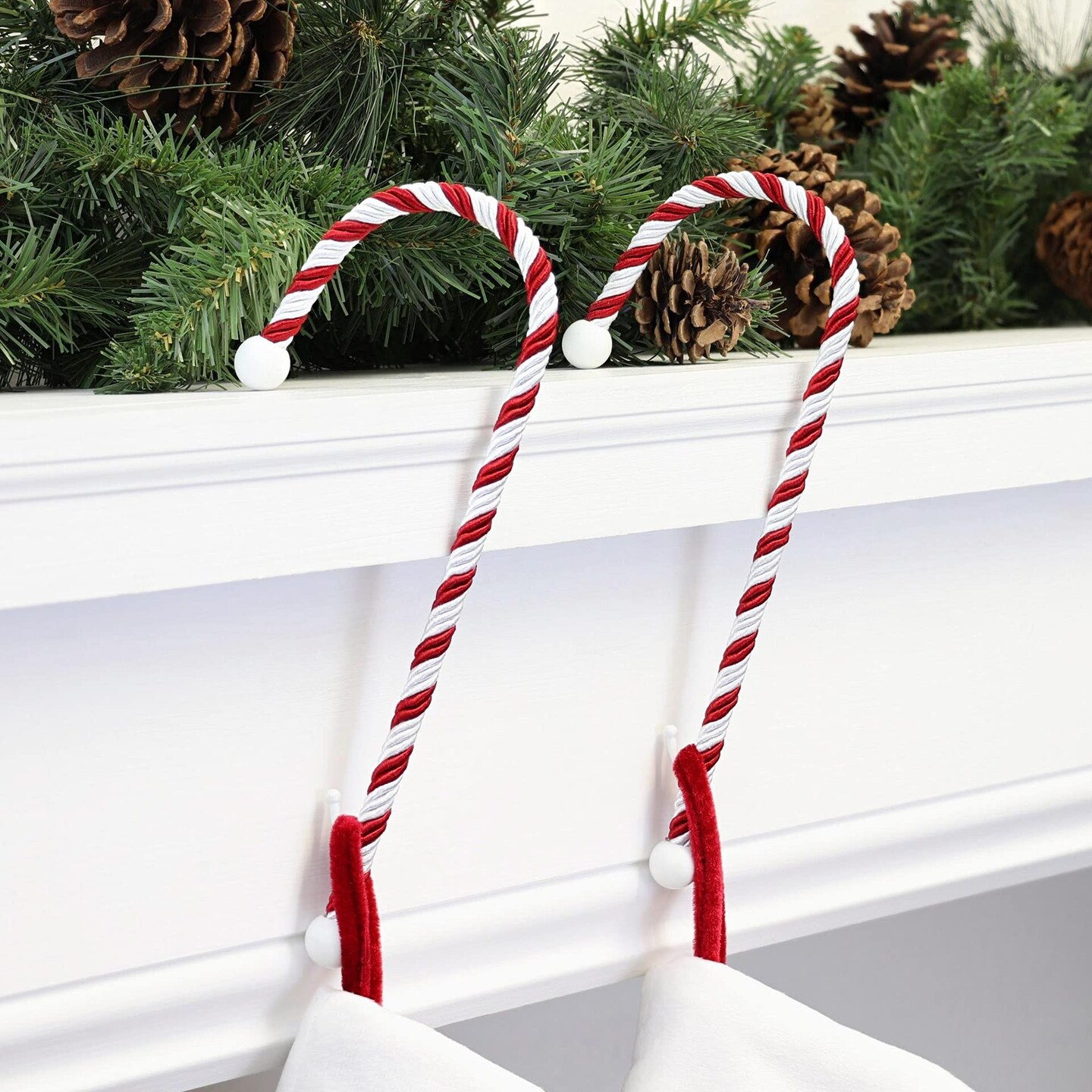 Haute Decor Candy Cane Stocking Holder (Classic 2-Pack) - Hang Your Christmas Stockings in Style - Lightweight Yet Holds Up to 10 Lbs