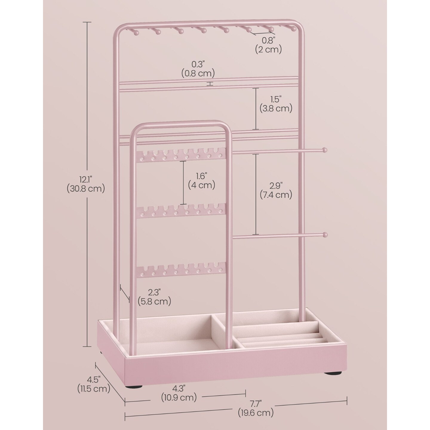 Jewelry Stand Organizer Velvet Base Necklace Holder Earring Bracelet Display Rack Space Saving Jewelry Storage For Women