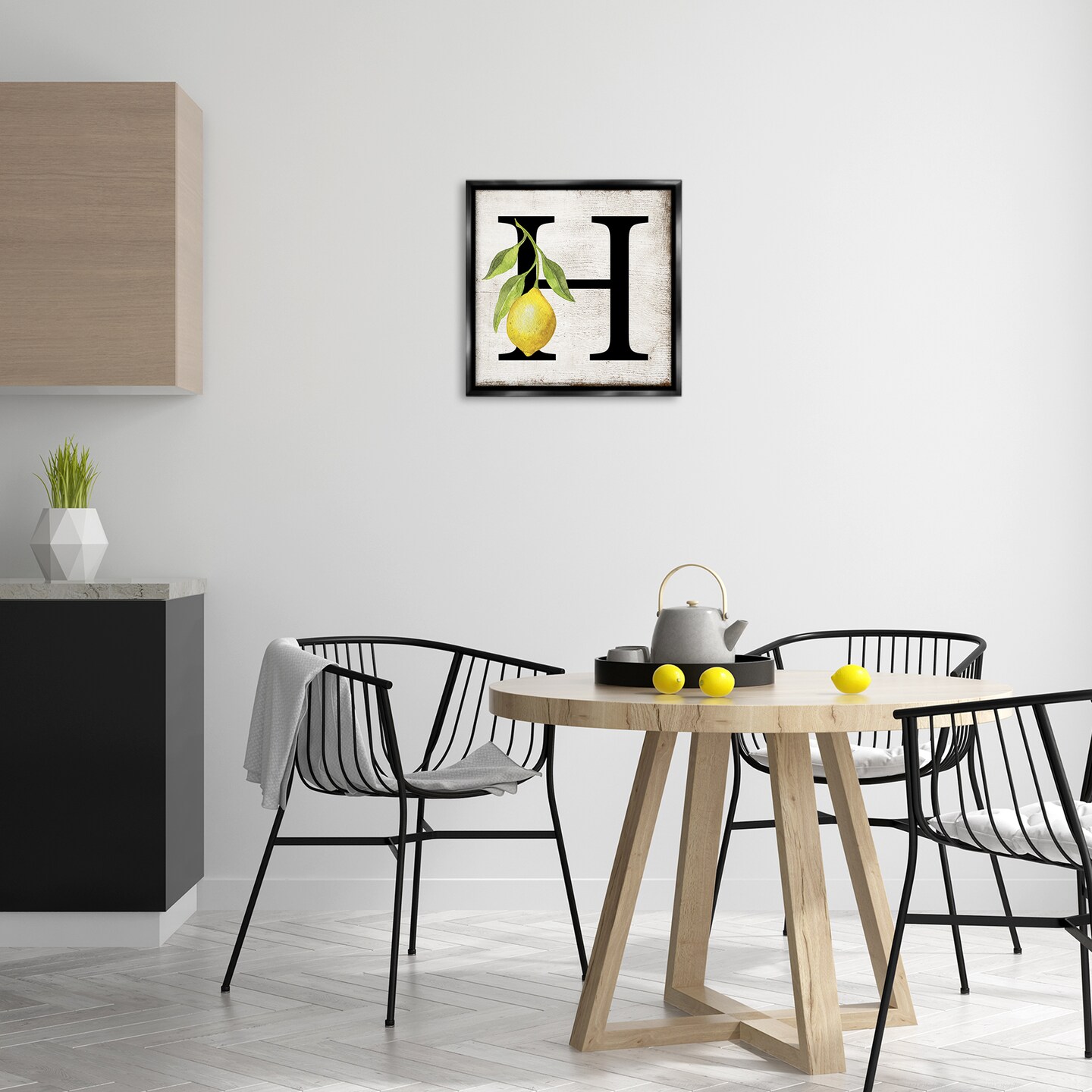Stupell Industries H with Lemon Letter Floater Framed Canvas Wall Art Design by Creatif Belle