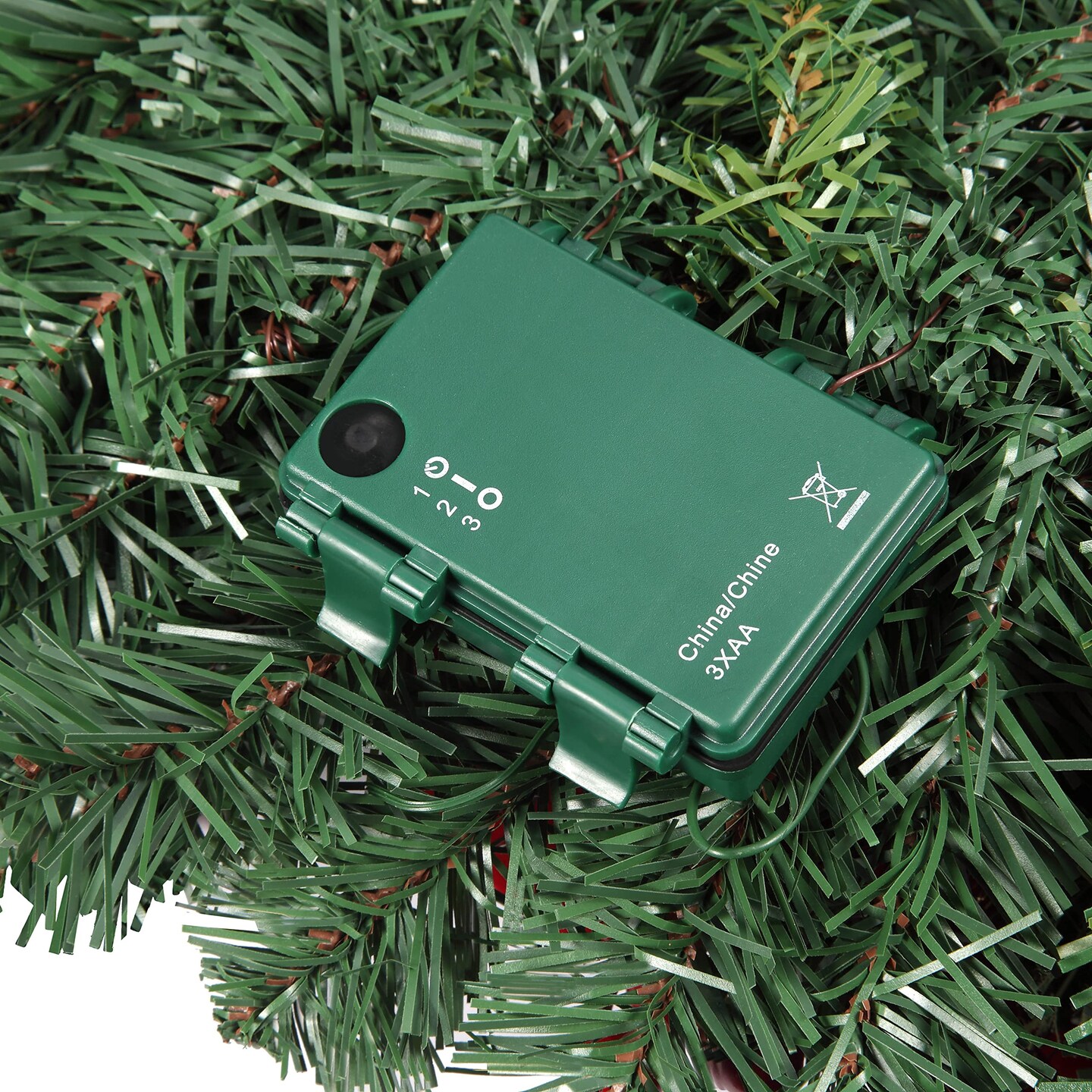 Haute Decor 24 Inch Madison PRELIT Wreath with 30 Battery Operated Soft White LED Lights - Elegant Christmas Wreath with Automatic On-Off Timer