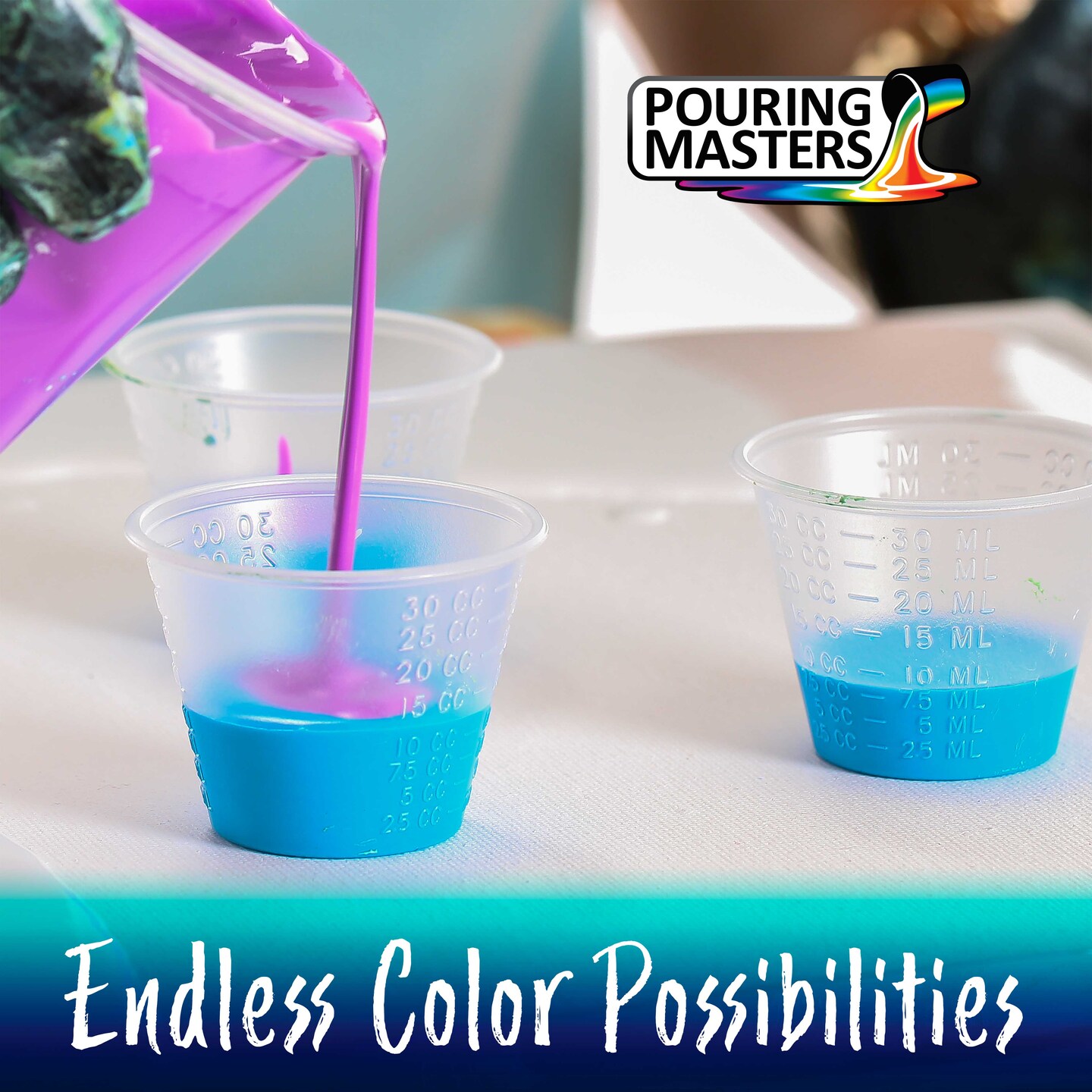 Pouring Masters Ice Blue Metallic Pearl Ready to Pour Acrylic Pouring Paint - Premium 32-Ounce Pre-Mixed Fluid Acrylic Paint - Fluid Art Supplies for Canvas, Wood, Paper, Tile & Rocks