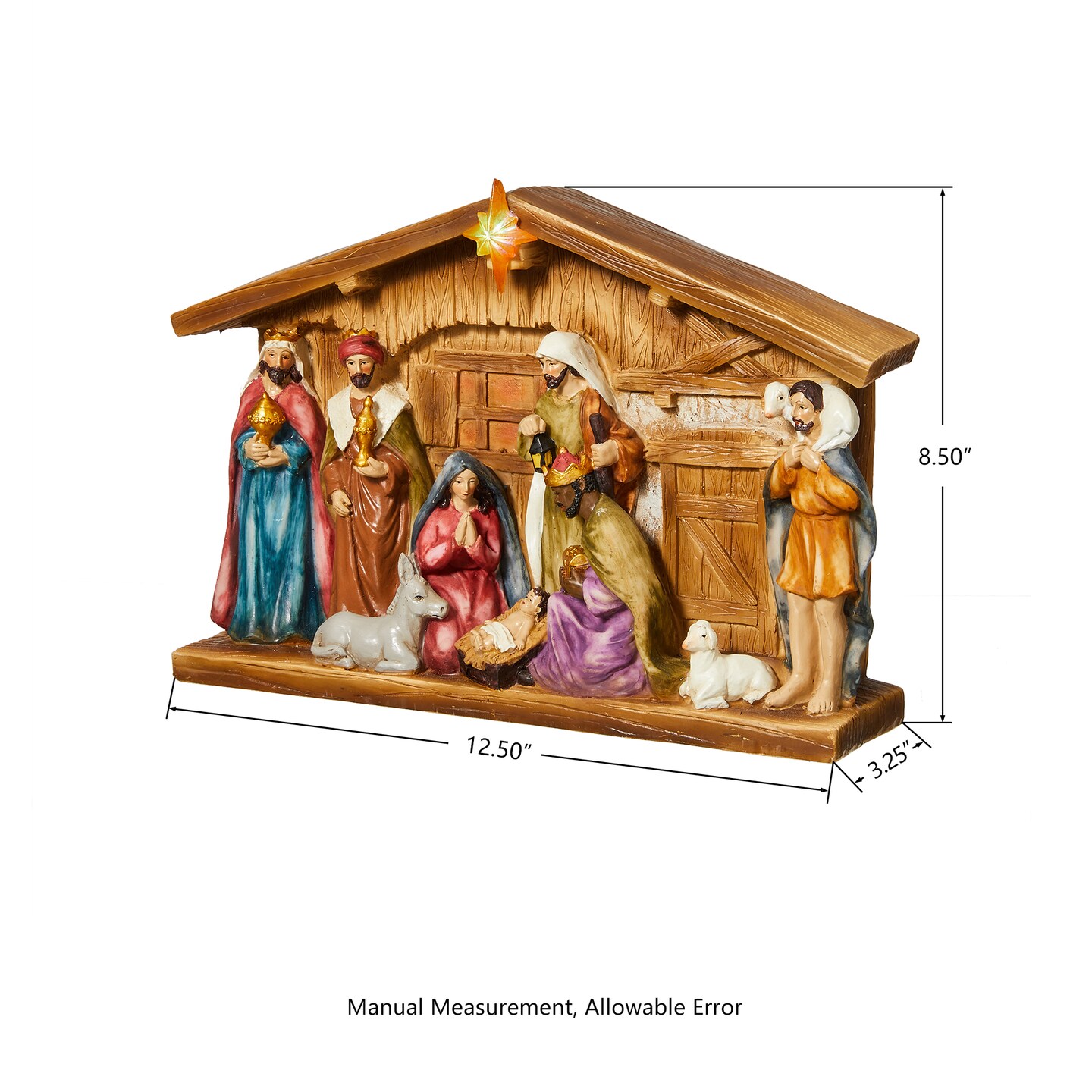 Set of 2 12.5&#x22;L Lighted Resin Nativity House