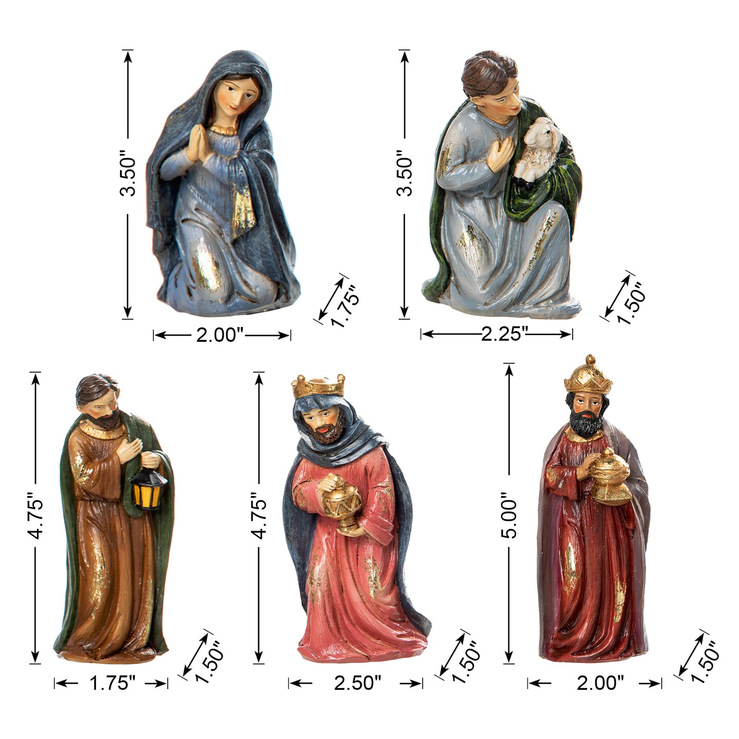 12pcs Oversized Deluxe Blue Resin Nativity Figurine Set