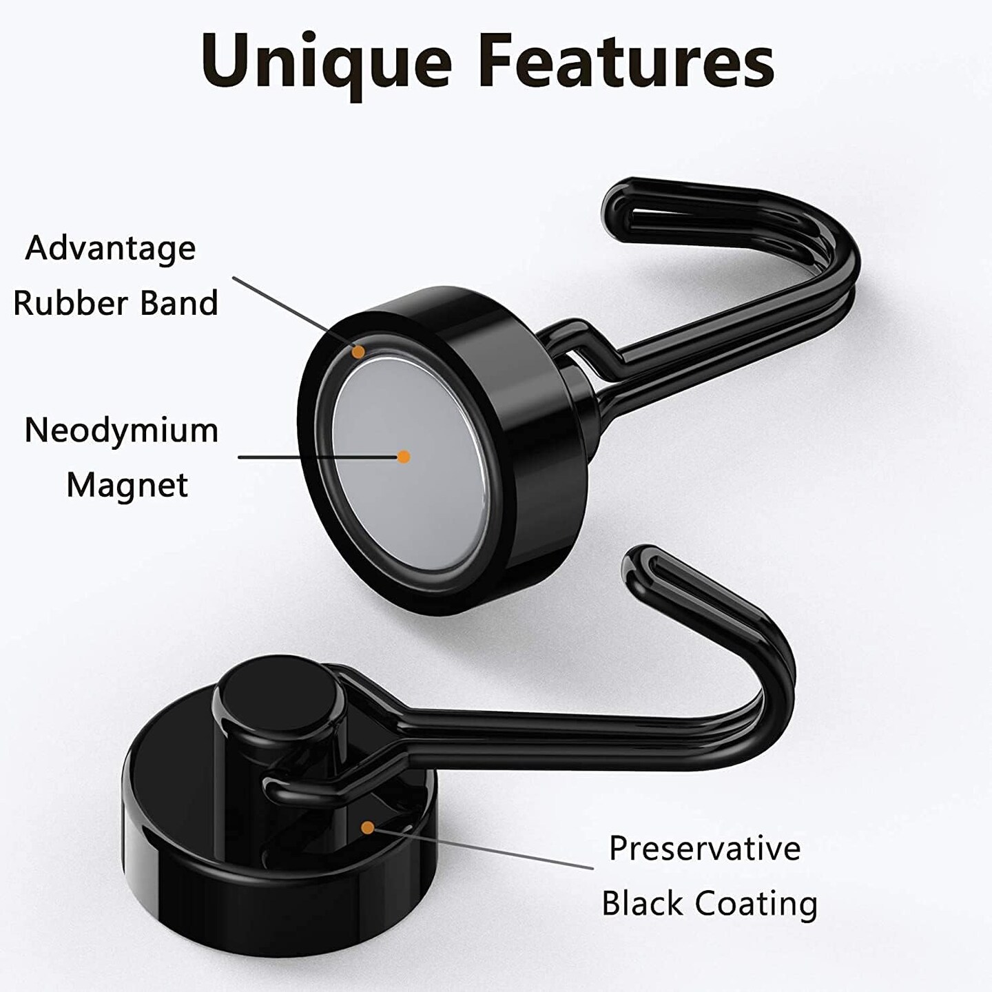 Magnetic Wall Hooks, Neodymium Magnets Hook Heavy Duty 30LBS with Rust Proof for Fridge, Refrigerator, Oven, Grill, BBQ, Key, Tools Holder, Kitchen, Outdoor, Hanging Wreaths, Utensil Hangers