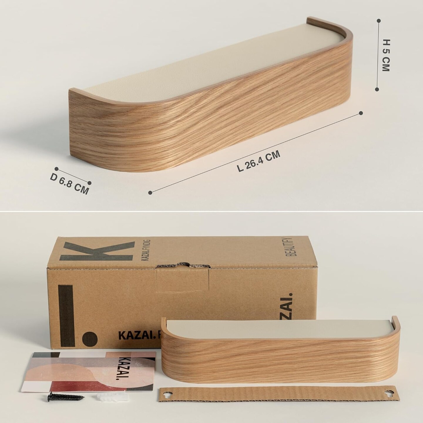 Key Holder 'Fyndig' | Minimalist Key Hook Design from Berlin | Modern Key Holder Wall Mount with Wooden Shelf | Key Rack for Wall as Entryway Organizer | Oak