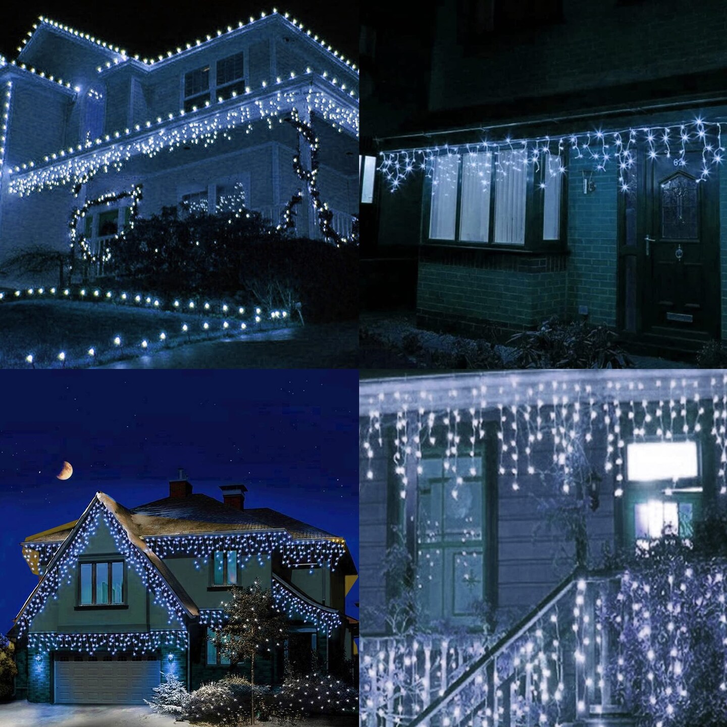 360 LED Christmas Icicle Lights, 29.5 FT 8 Modes Curtain Fairy Lights with 60 Drops, Connectable Xmas String Lights for Outside Holiday Wedding Party Decorations (White)