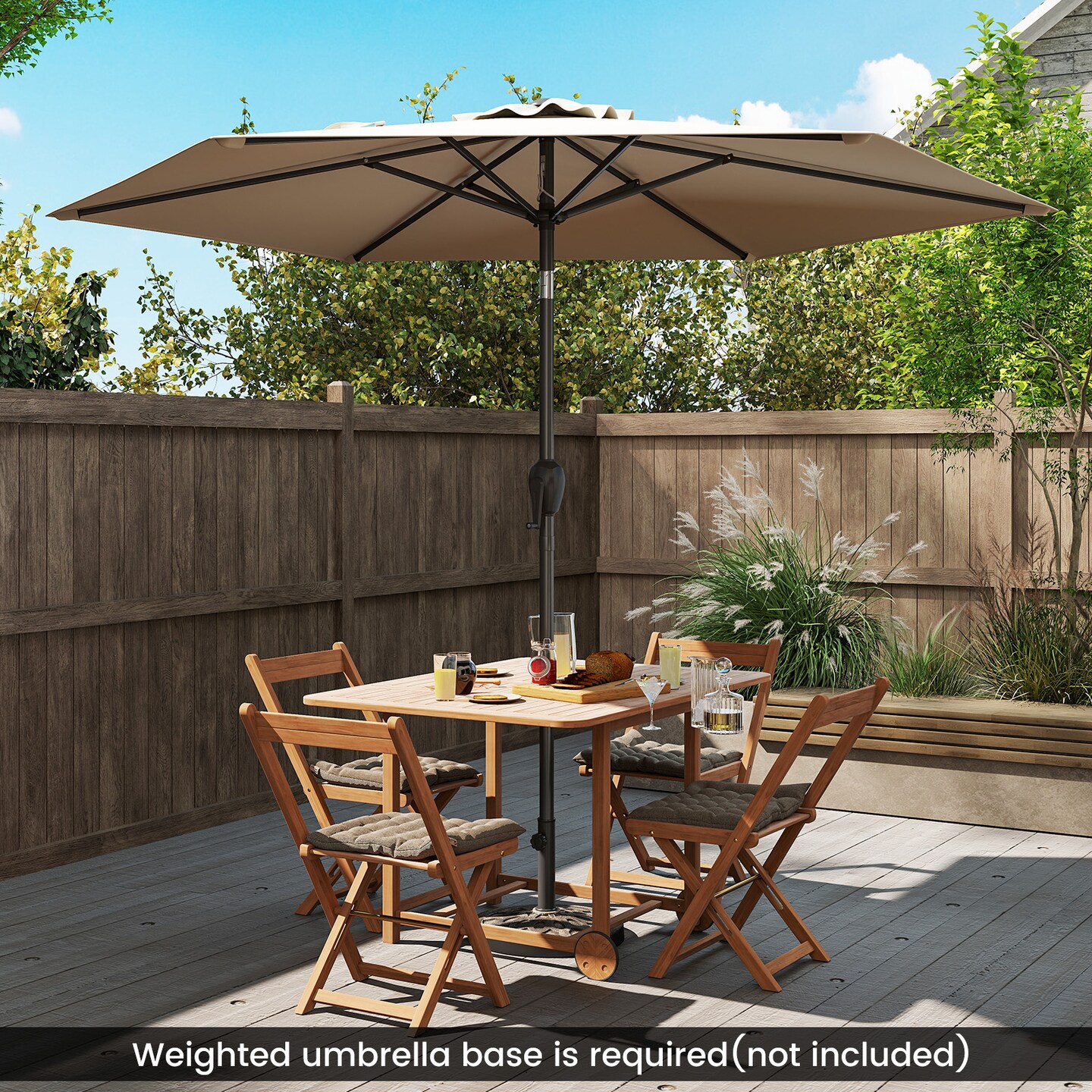 Outdoor 7.5 Feet Patio Umbrella with Sun-Proof Fabric and Push Button Tilt