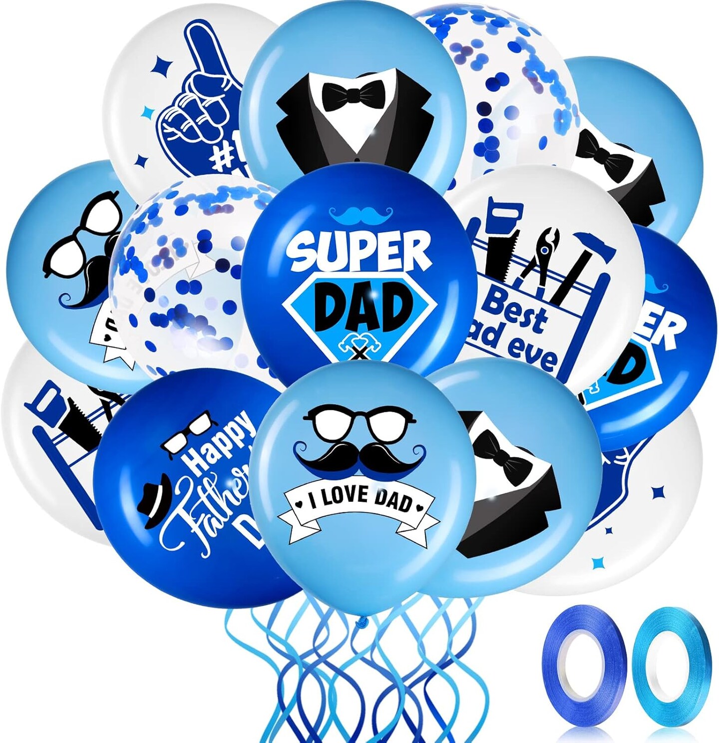 50Pcs Father&#x2019;s Day Balloons &#x2013; 12-Inch Latex Balloons with I Love You &#x26; Best Dad Ever Prints