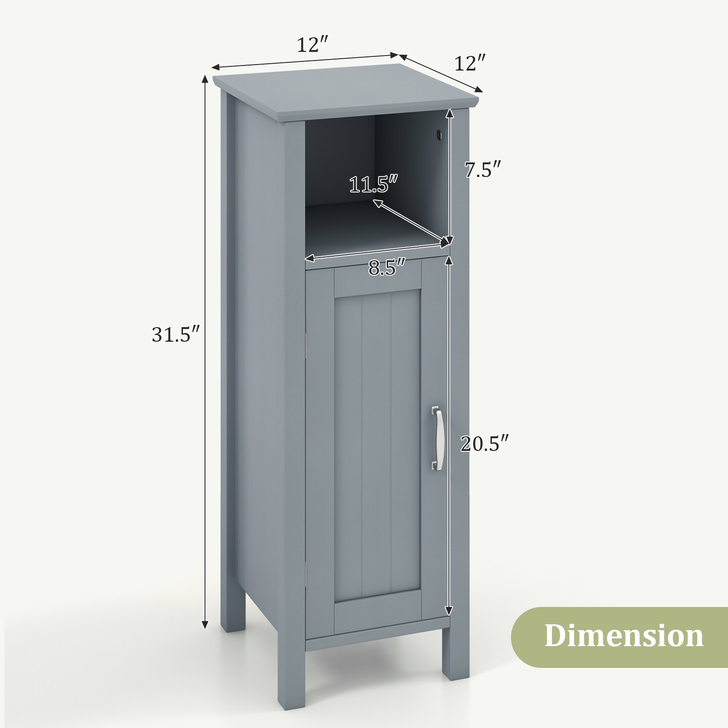 Freestanding MDF Floor Cabinet with Adjustable Shelf and 2-Tier Storage for Bathroom or Living Room