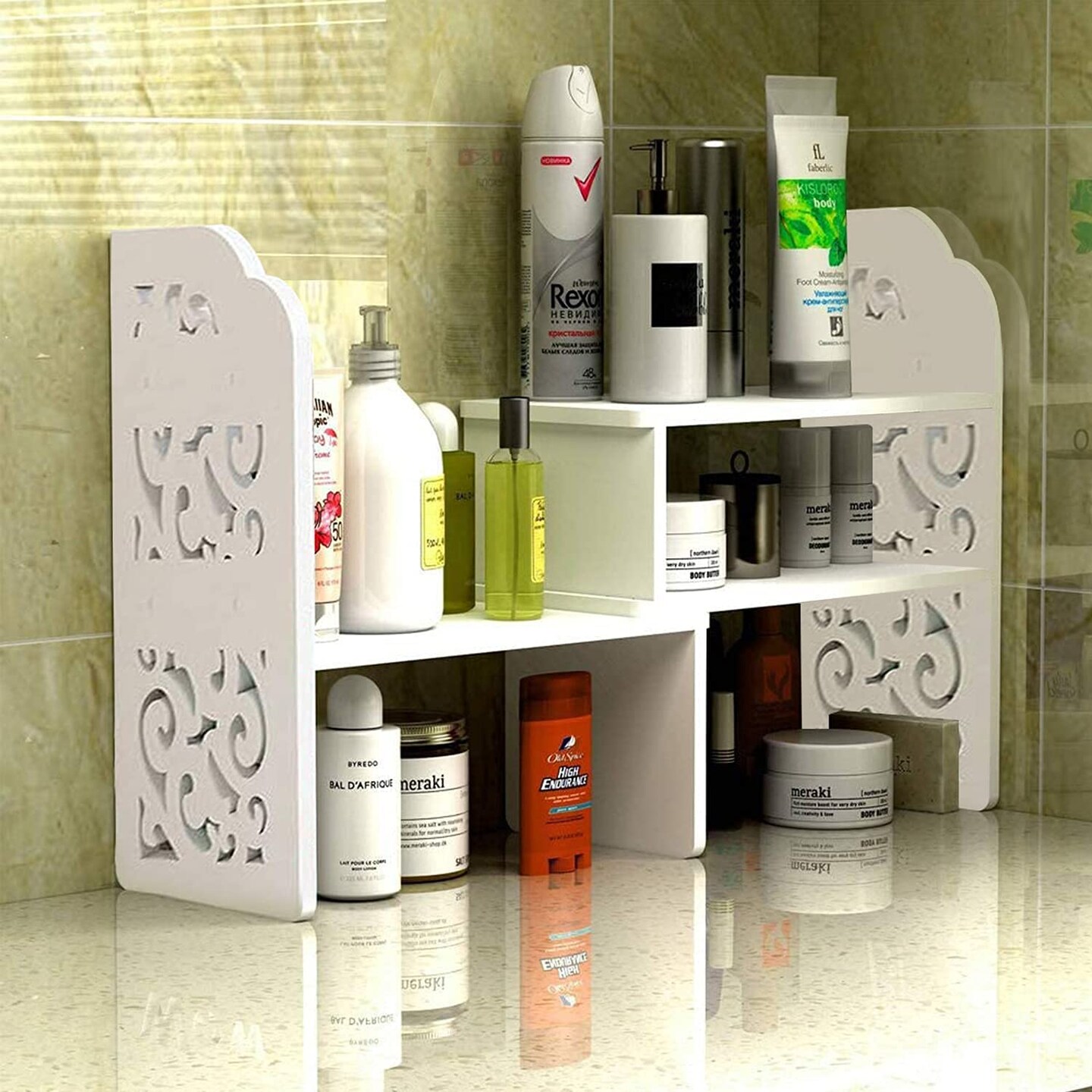 Small Bookshelf for Desktop Storage, Mini Cute Office Desk Shelves White Versatility Organizers for Women, Kids