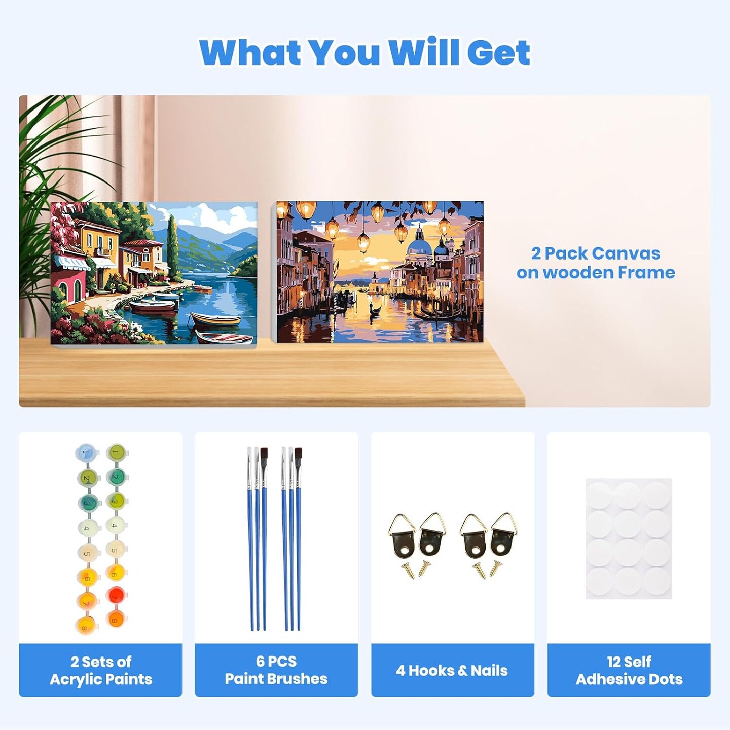 Paint by Numbers Kits for Adults Beginners, Adults Paint by Number Kit Framed Canvas