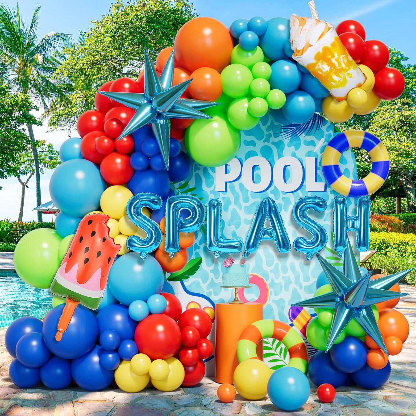 Summer Pool Beach Party Decorations Tropical Balloon Garland Arch Kit