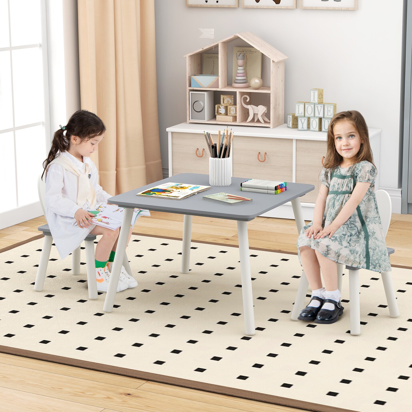Kids Table and Chair Set for Toddlers Art Snack Reading Playroom
