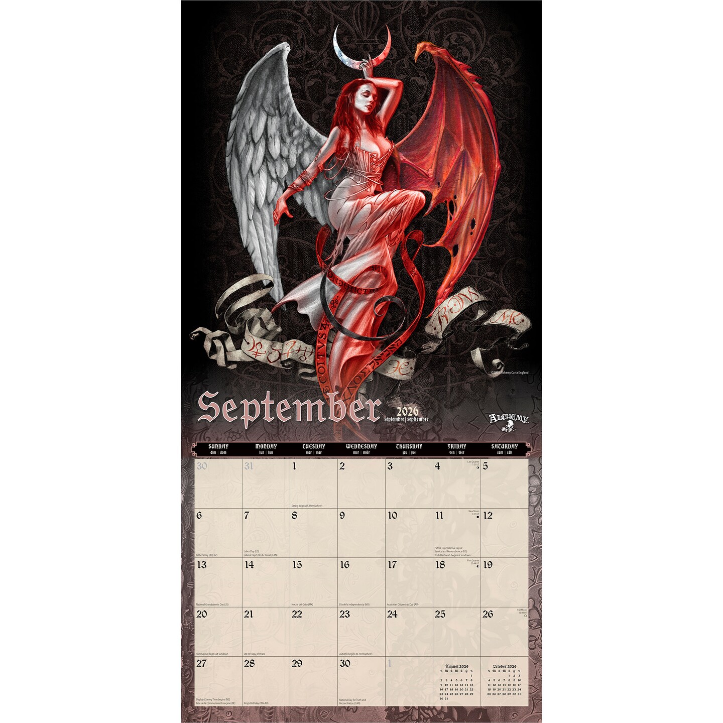 Gothic Alchemy OFFICIAL | 2026 12 x 24 Inch (Hanging) Monthly Square Wall Calendar | Plastic-Free | BrownTrout | Manchester Artists Anti Jewellery Design
