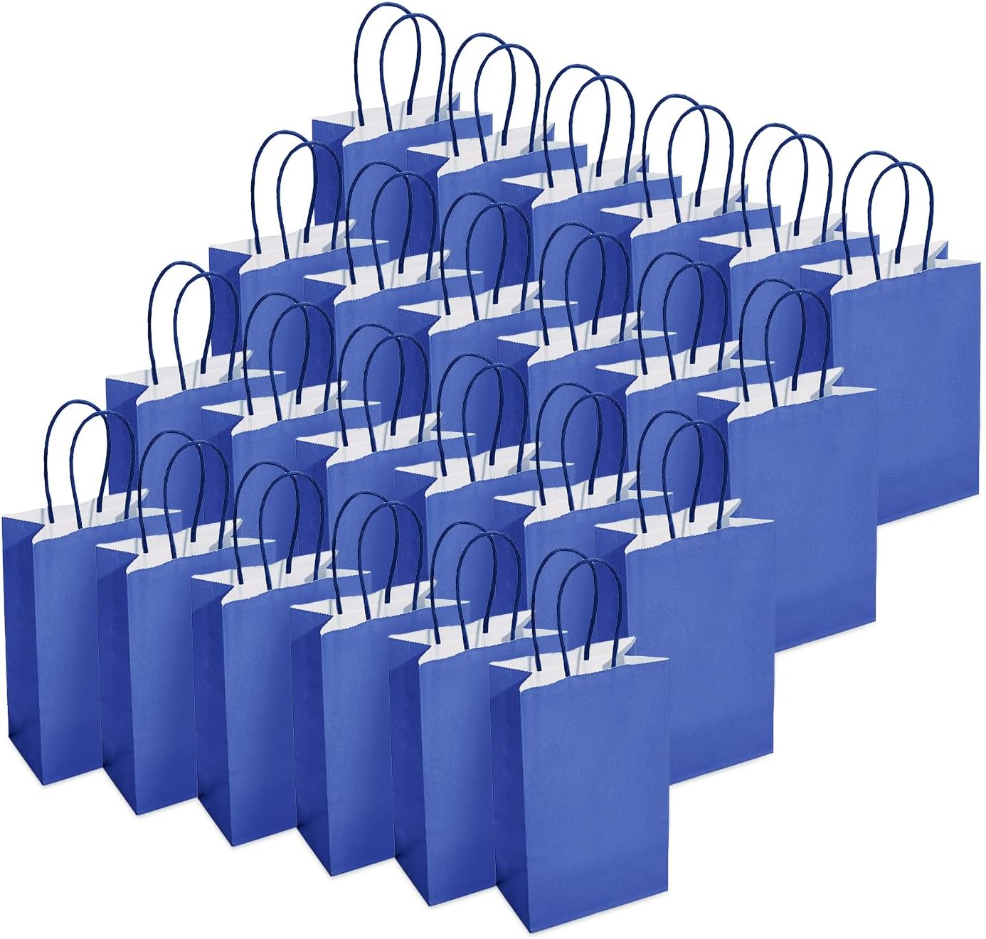 100 Pack Small Navy Paper Gift Bags with Handles (Nautic Blue) 9x5.5x3.15 Inch for Boutiques, Weddings, Graduations, Men&#x27;s Birthdays, Kid&#x27;s Party Favors