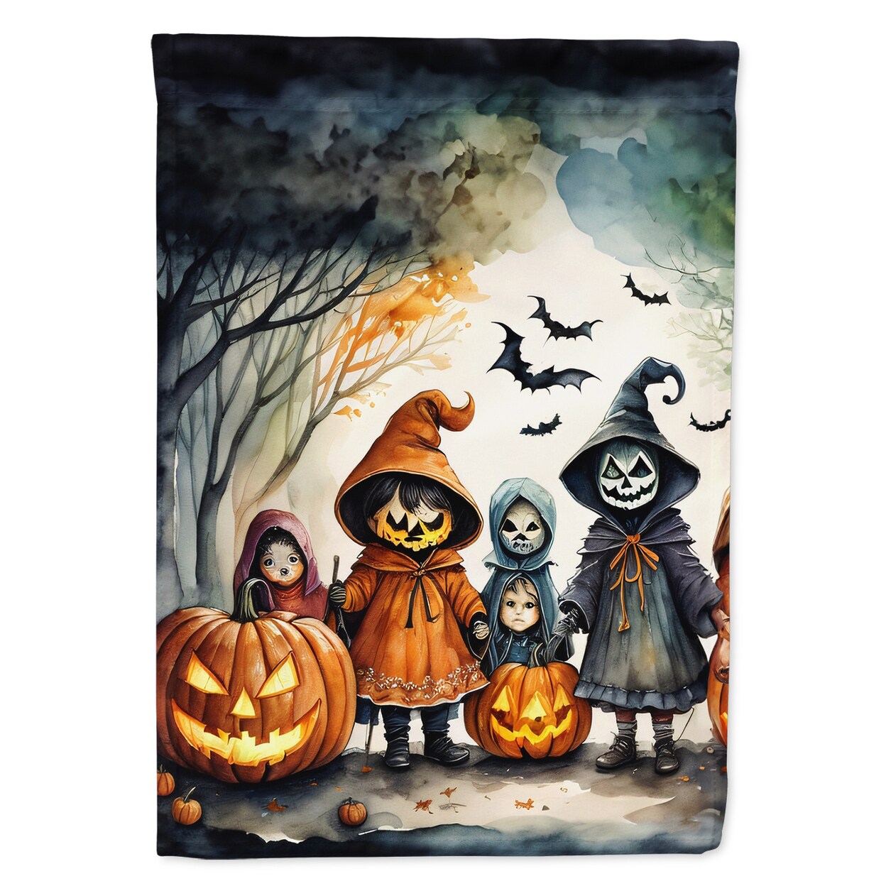 Trick Or Treaters Spooky Halloween House Flag