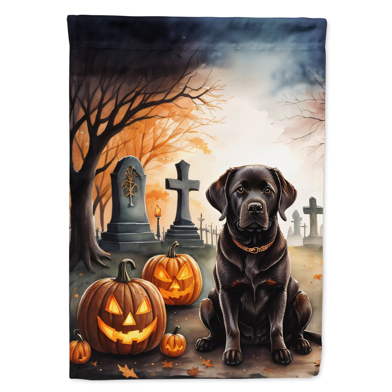 Chocolate Labrador Retriever Spooky Halloween Garden Flag