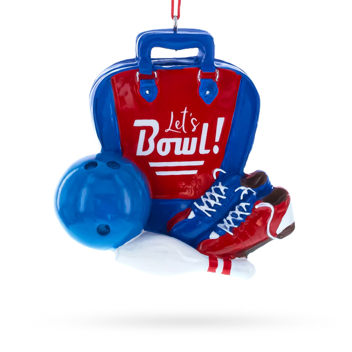 Let&#x2019;s Bowl! Bowling Bag with Shoes and Ball Resin Christmas Ornament