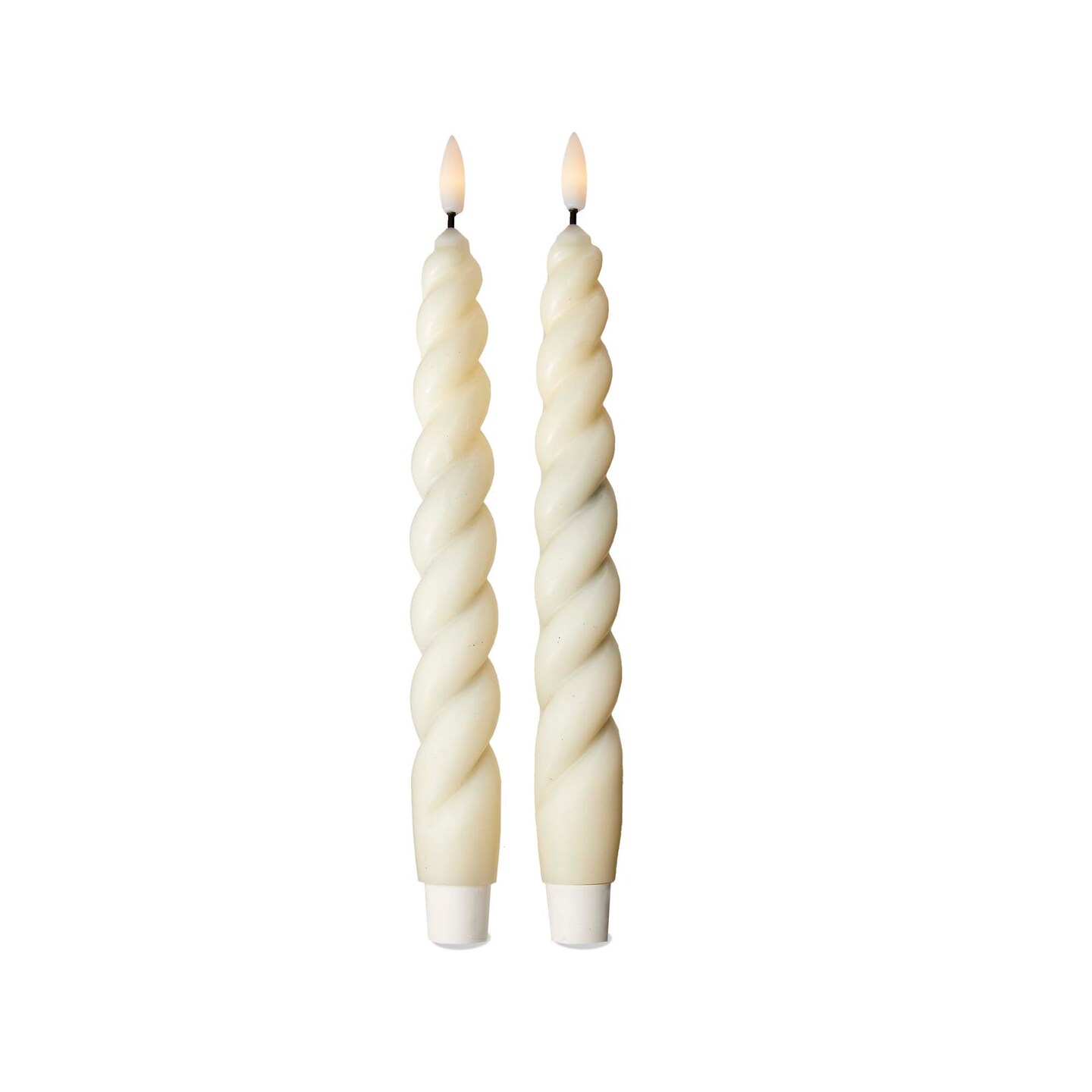 Spiral LED Taper Candles Flameless Ivory Paraffin Wax 10 Inch Set of 2 Perfect for Everyday Use