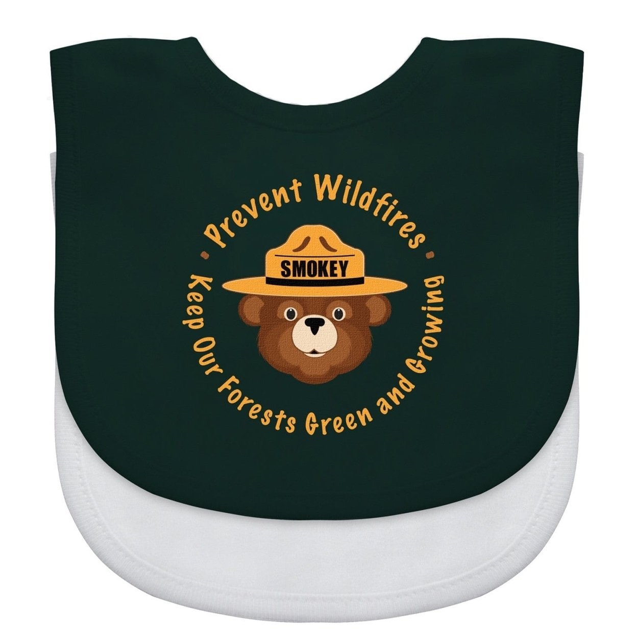 Smokey Bear Baby Bibs 2-Pack Cotton Embroidered Team Logo Infant Apparel