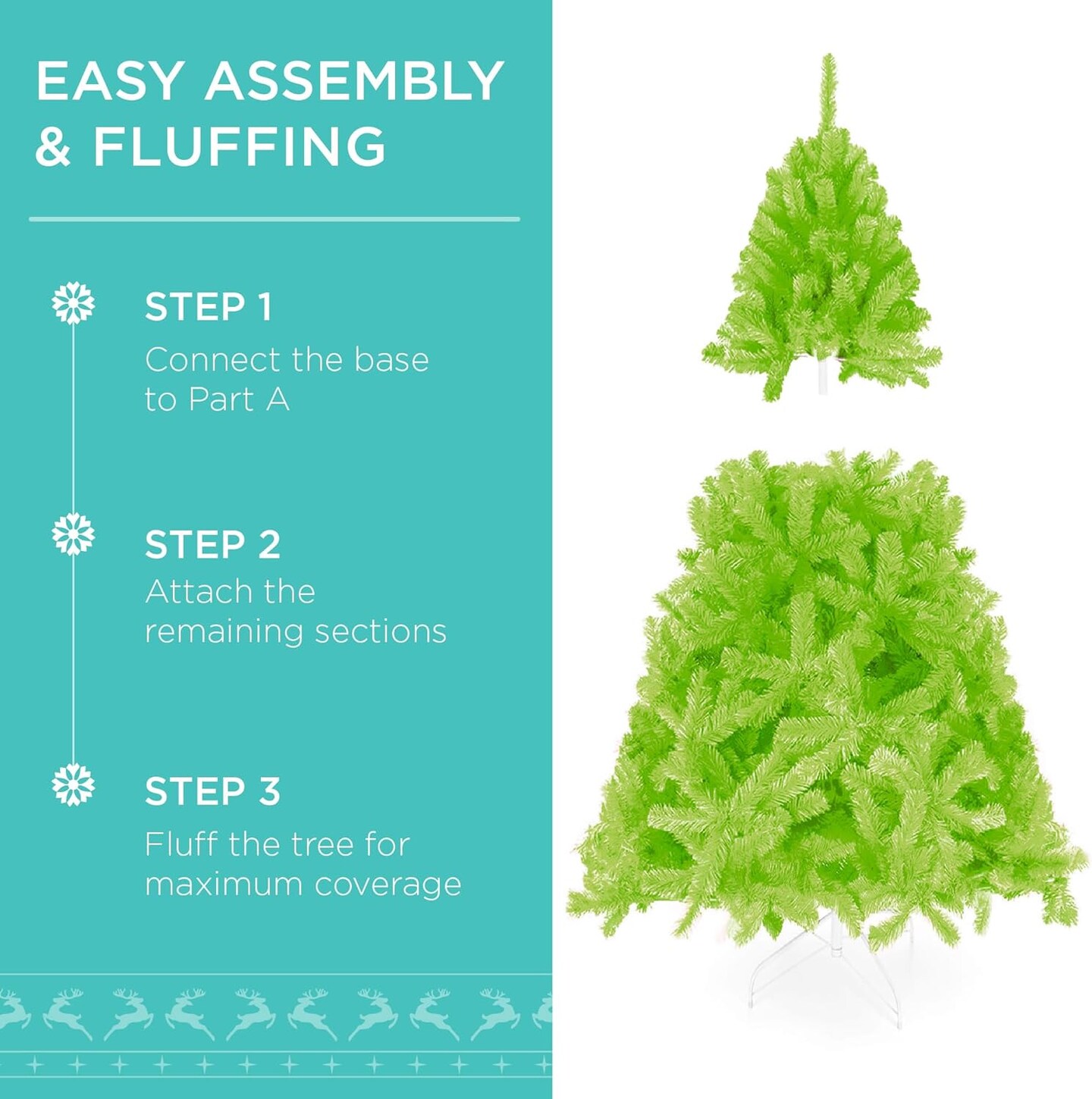 Artificial Christmas Tree Hinged Pine with 250 Lights, 1,000 Tips &#x26; Foldable Base Pre-Lit Outdoor Holiday Decor