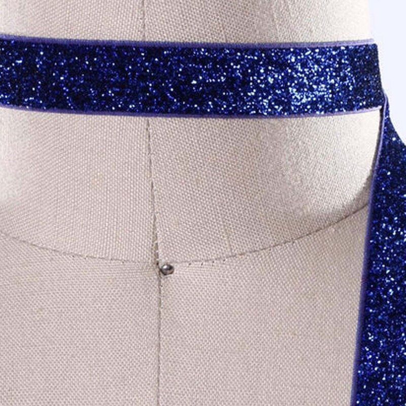 2 Yards Royal Blue Glitter Elastic 3/8" Shiny Trim for Hair Accessories & Crafts