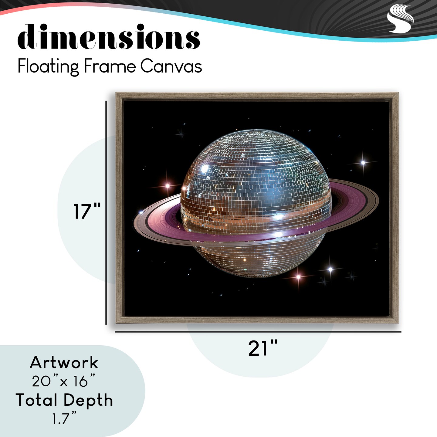 Stupell Industries Purple Disco Ball Planet Floating Frame, design by Decent Exposures