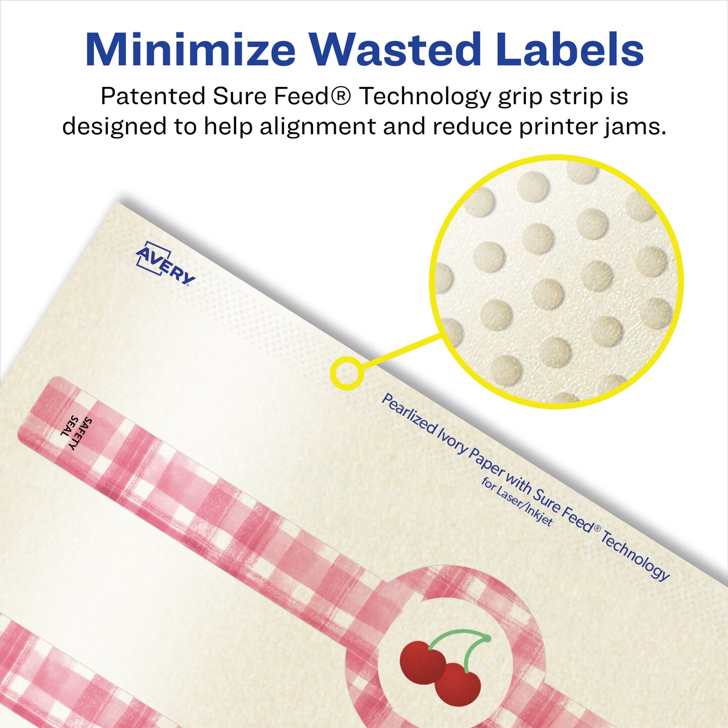 Avery Pearlized Ivory Wraparound Labels with Sure Feed Technology, Print-to-the-Edge, 1.5" x 7.75"