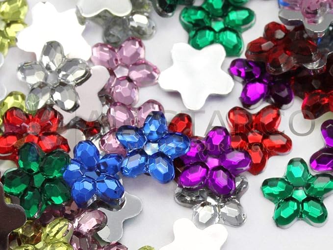 6mm Crystal LQ01 Flower Self-Adhesive Acrylic Rhinestones – Plastic Face Gems, Stick-on Body Jewels for DIY Cards, Invitations, and Crafts, Bling Stickers (5 Sheets, 250 Pcs)
