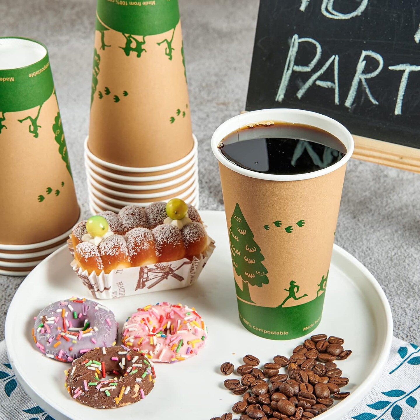 210 Count 16 oz Paper Cups, 100% Compostable Paper Coffee Cups with PLA Lined, Disposable Biodegradable Hot Paper Cups for Party, Picnic, Travel, and Events