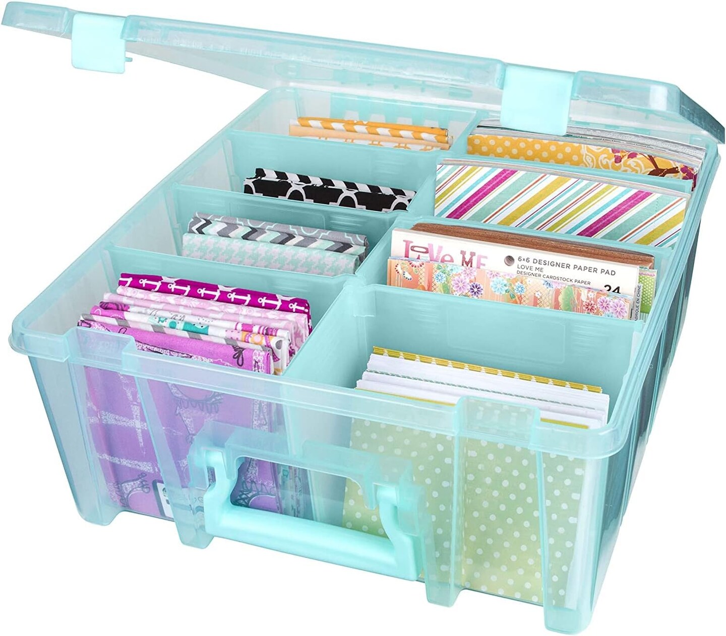 Stackable Durable Art Storage with 8 Removable Compartments(Aqua Mist)
