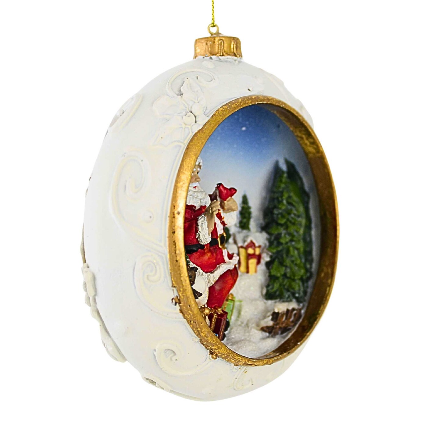 Roman 4.5 Inch Carved Santa Ornament Christmas Tree Ornament , Christmas Decor Claus Winter Sky