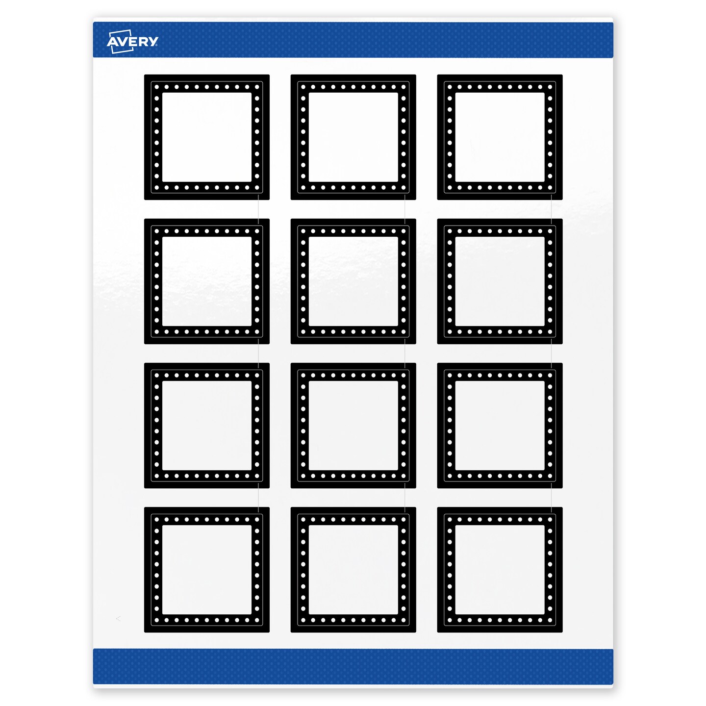 Avery Printable Square Labels, Black and White Polka Dots, 2&#x22; x 2&#x22;, Glossy White Square Labels, Permanent, Laser/Inkjet, 120ct, Great for Product Labels